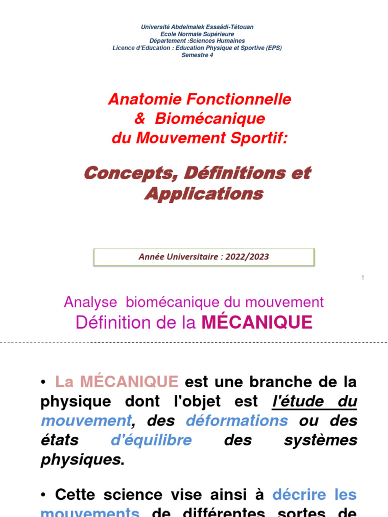 Anatomie et Biomécanique du Sport PDF Levier (mécanique) Flexion — free download