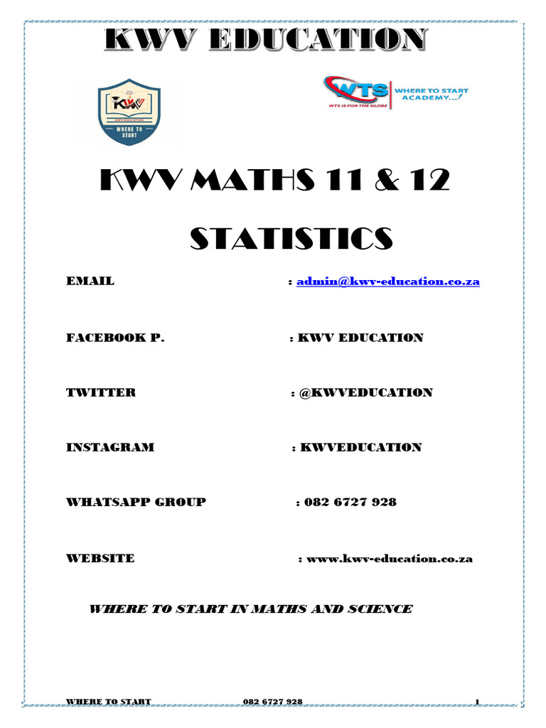 KWV Education: Grade 12 Maths Guide | PDF | Quartile | Mean