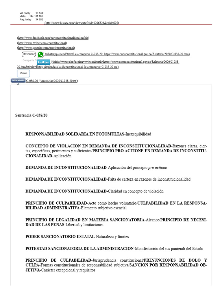 C-038-20 Corte Constitucional de Colombia | PDF | Constitución | Debido
