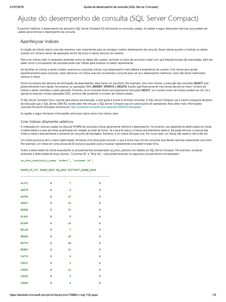 Otimização de Consultas no SQL Server Compact | PDF | Microsoft SQL ...