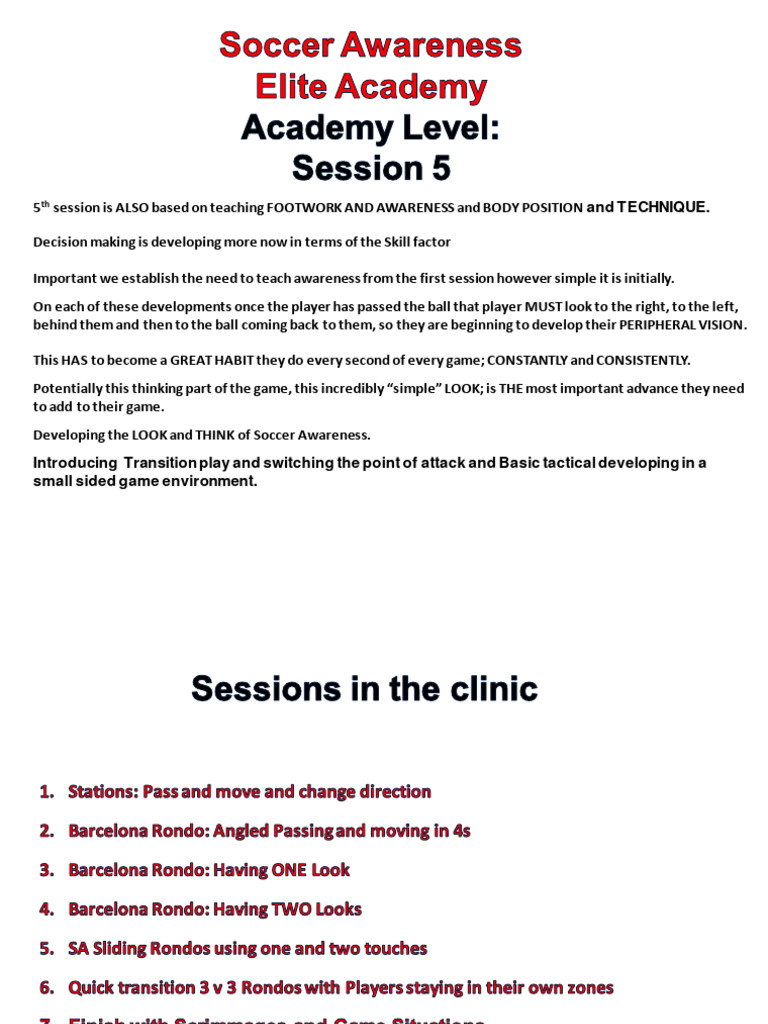 Soccer Awareness Training Session 5 | PDF | Defender (Association ...