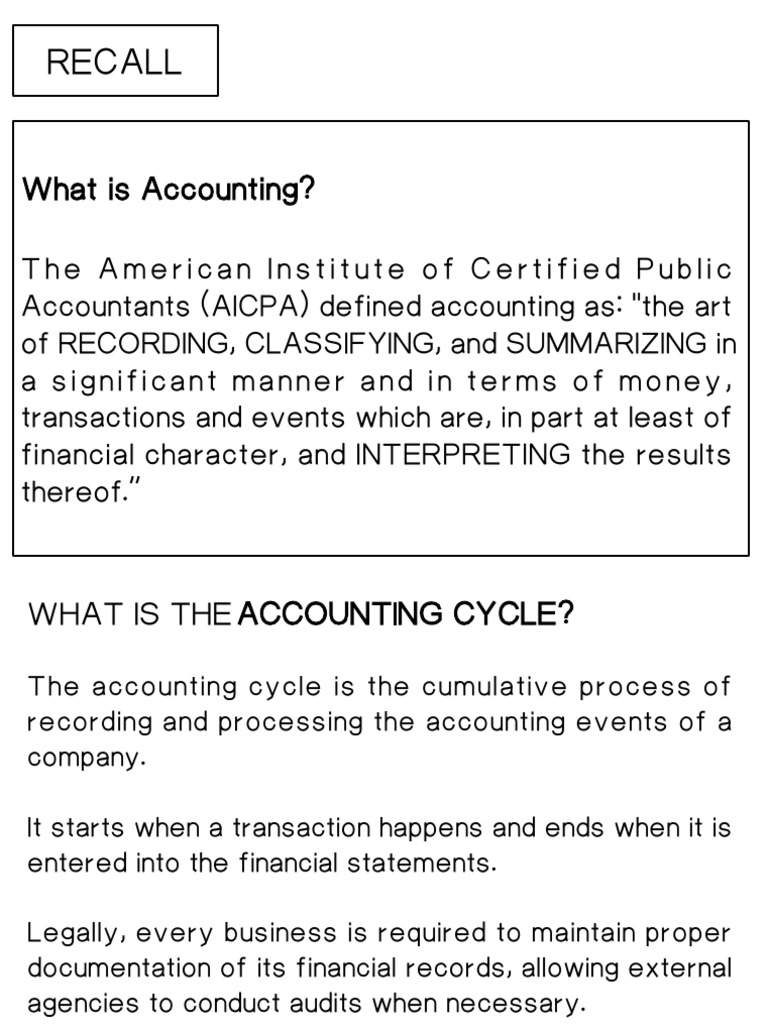 The Accounting Cycle - Analyzing and Journalizing Transactions | PDF ...