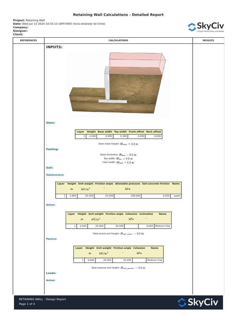 RETAINING WALL - Design Report | PDF | Applied And Interdisciplinary ...