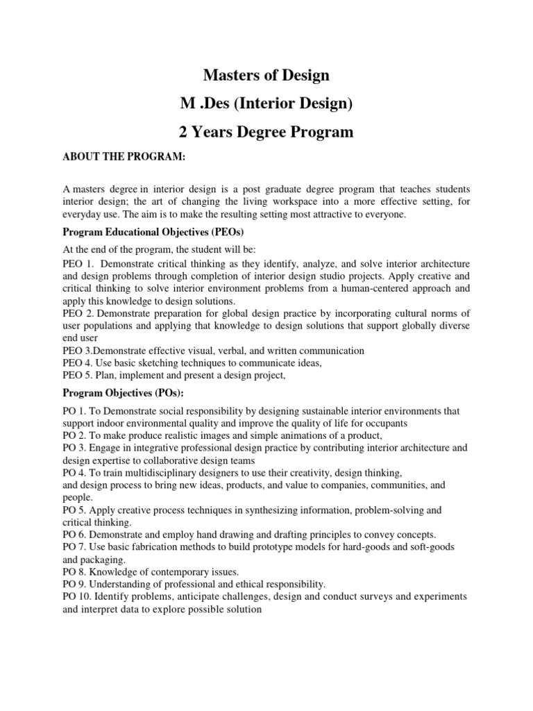 Interior Design Master's Program Overview | PDF | Drawing | Plaster