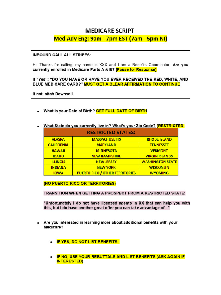 Medicare and Insurance Call Script | PDF | Social Programs | Health ...