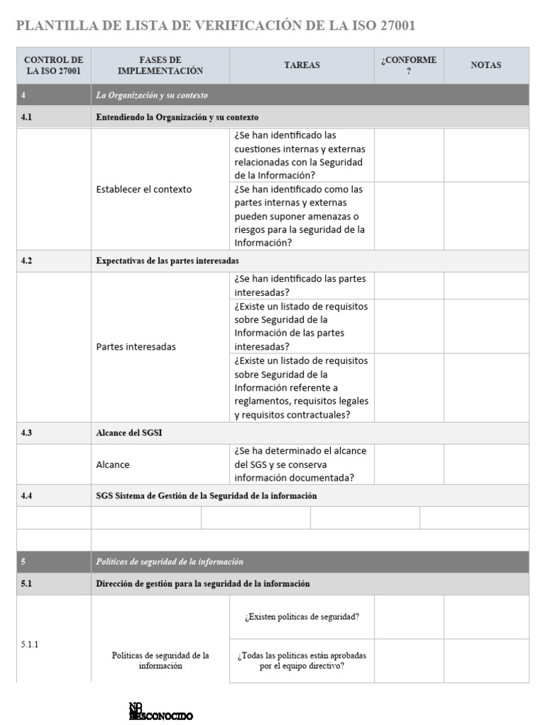 IC ISO 27001 Checklist Diagnostico | PDF | Seguridad de información ...