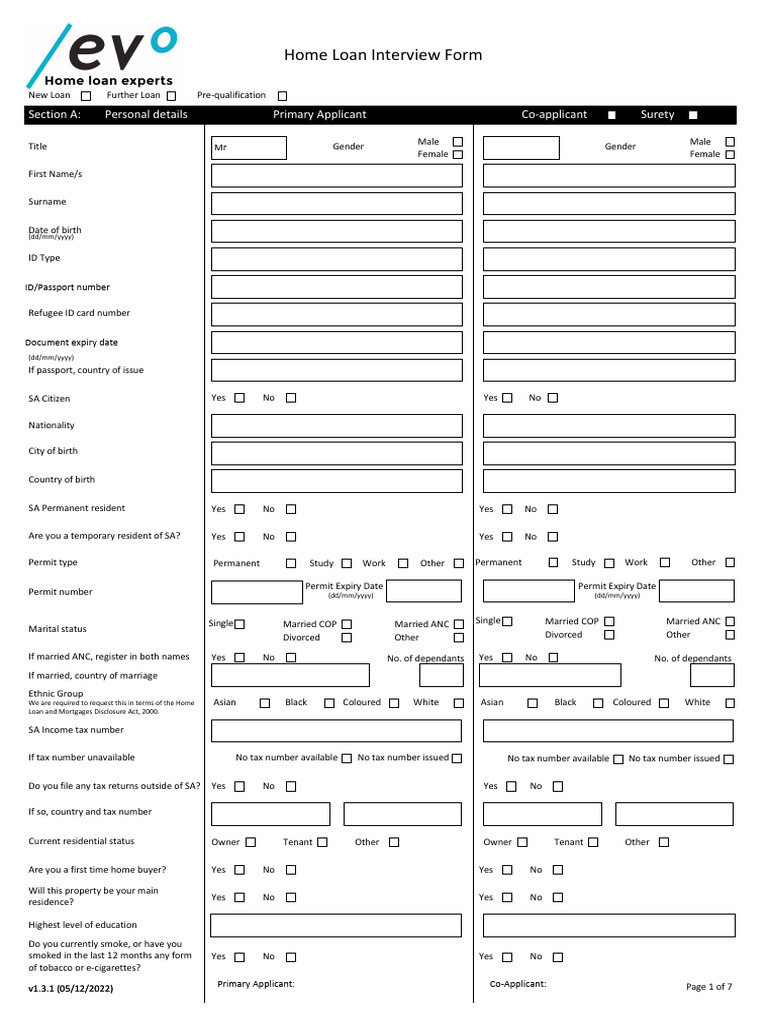 Home Loan Application Form | PDF | Banks | Mortgages