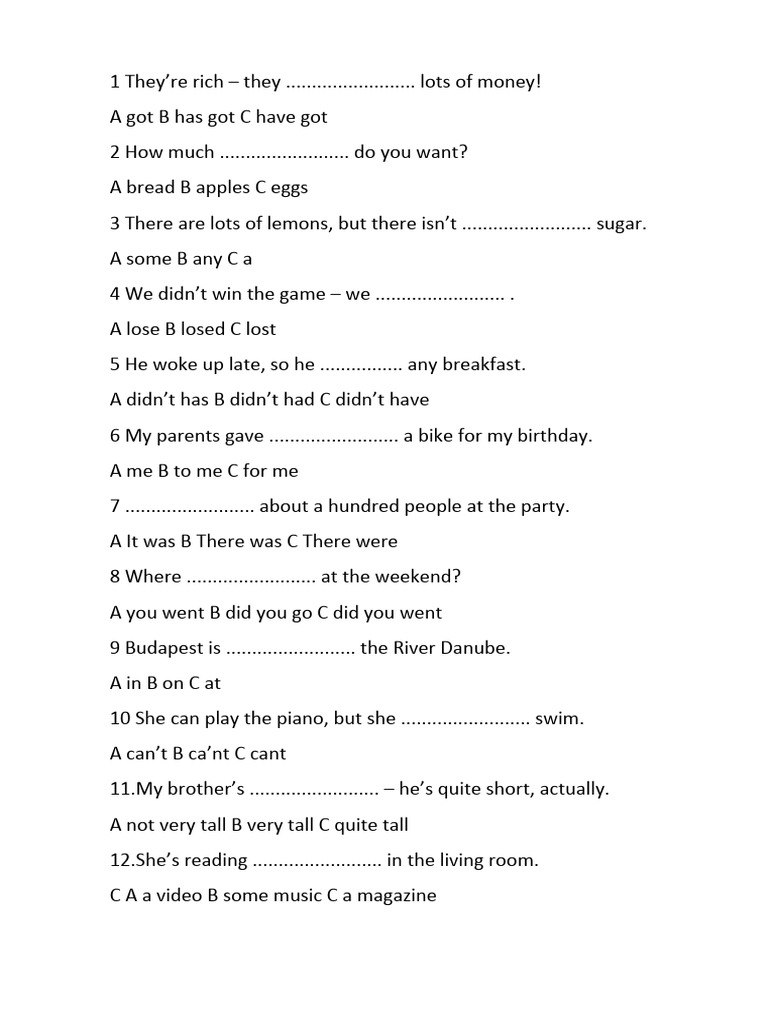 English Grammar Test: 30 Questions | PDF