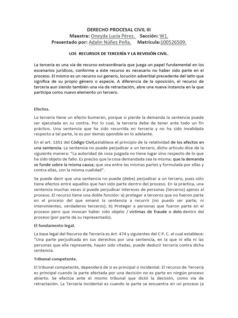 Derecho Procesal Civil III | PDF | Sentencia (ley) | Apelación