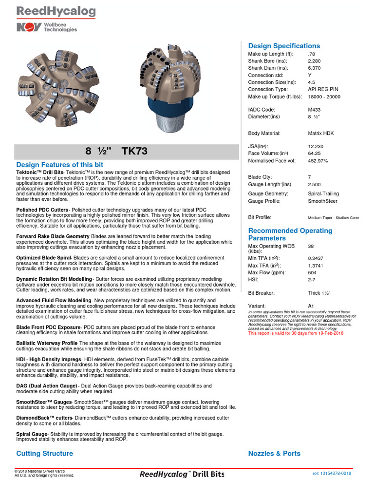NOV Bits | PDF | Drilling | Drill