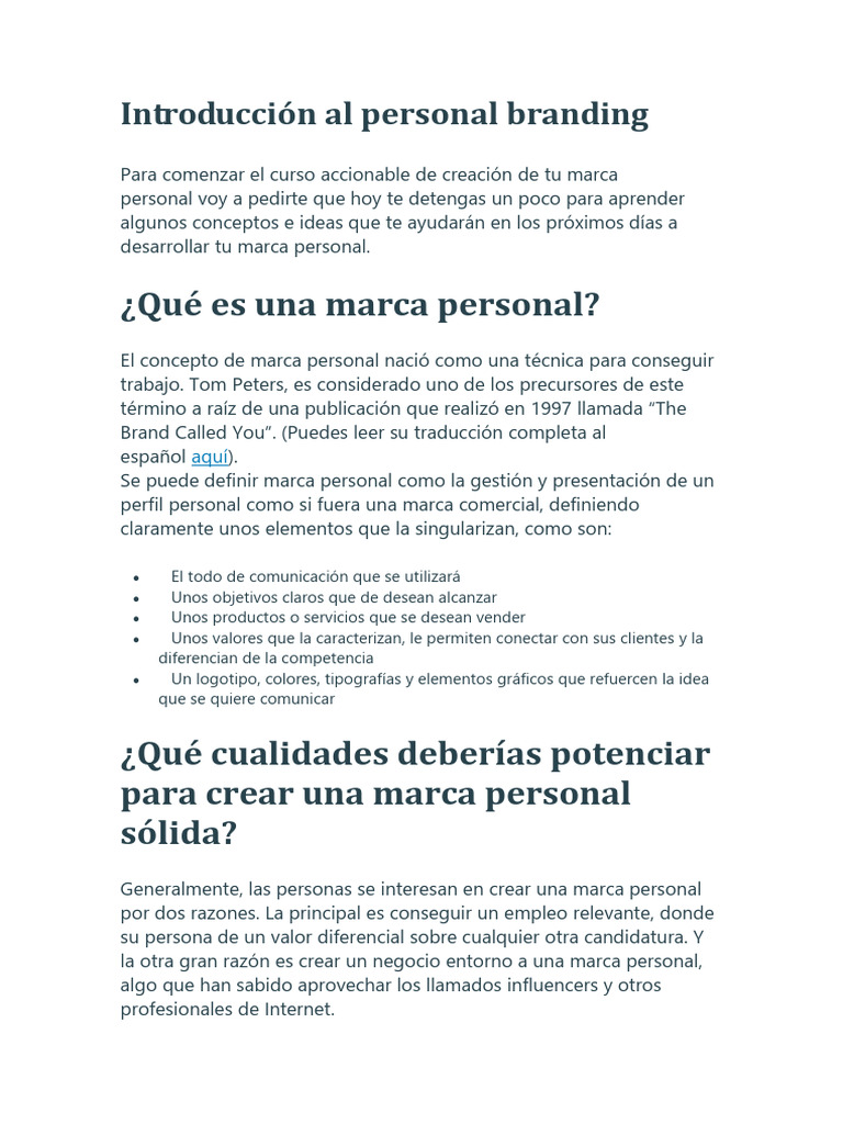 Guía para Crear tu Marca Personal | PDF | Marca | Gestión de la marca