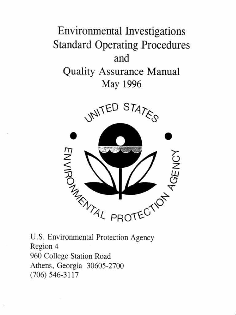 Us Epa 1996 Environmental Investigations Standard Operating Procedures ...