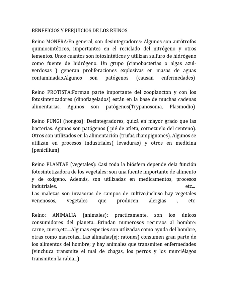 Beneficios y Perjuicios de Los Reinos | PDF | Hogar, jardinería y bricolaje