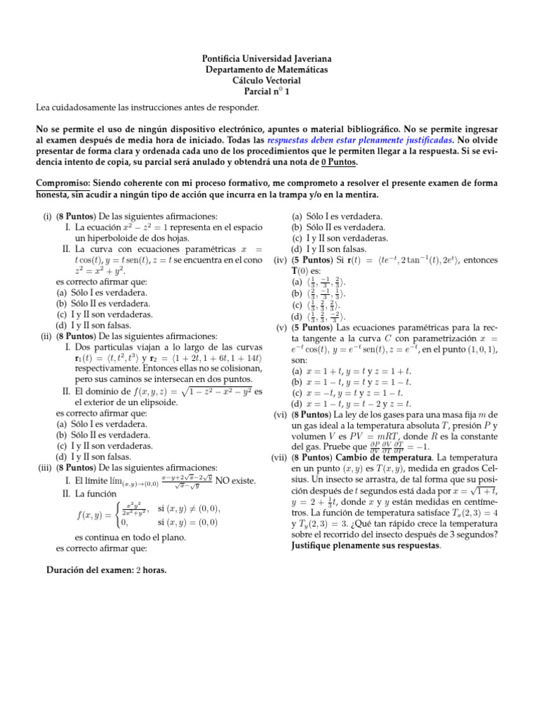 Parcial 01-02-23-CV-PUJ | PDF | Gases | Física