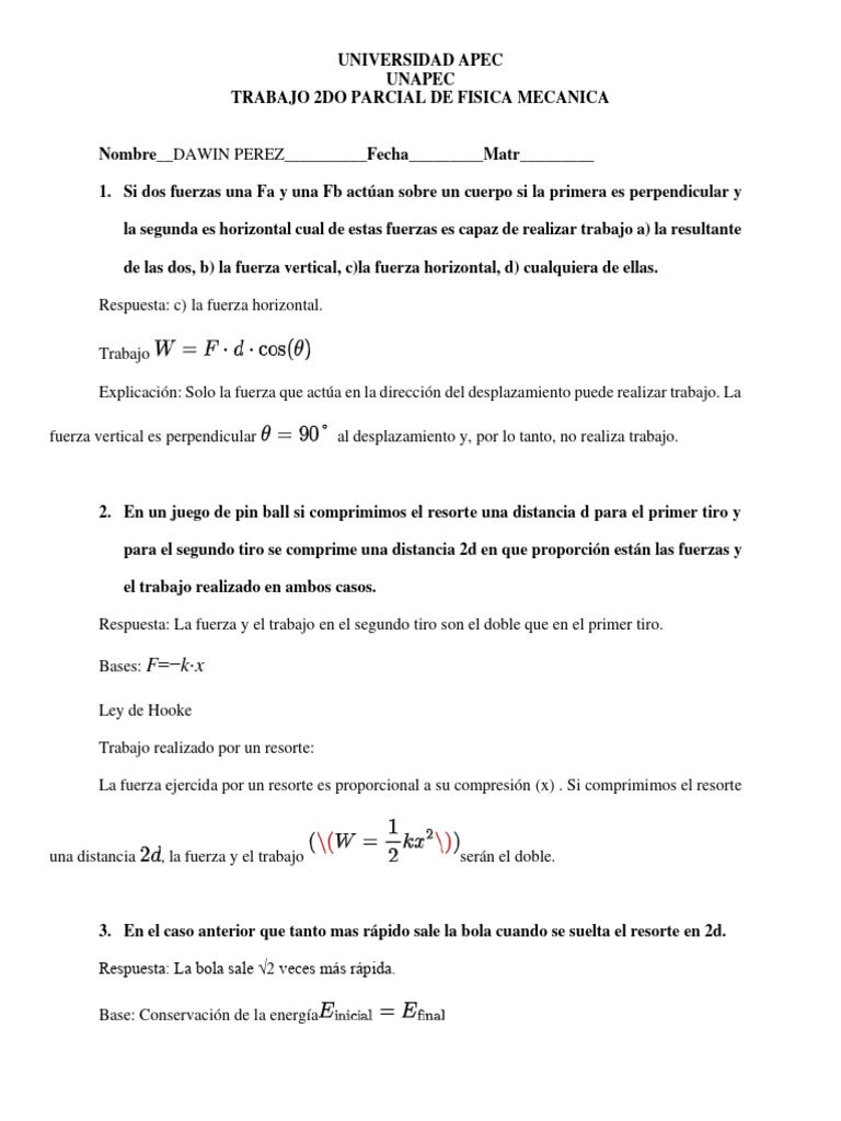 2do Parcial de Fisica Mecanica | PDF | Mecanica clasica | Cantidades ...