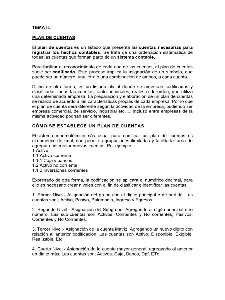Plan de Cuentas: Estructura Contable | PDF | Contabilidad | Business