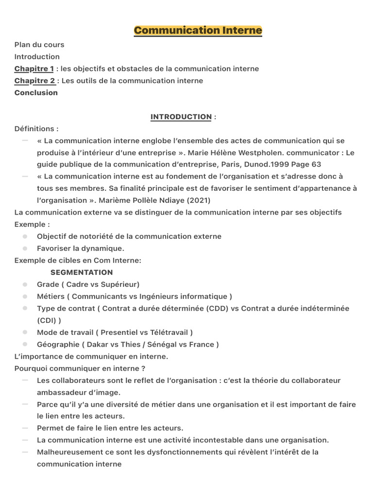 Importance de la Communication Interne | PDF | la communication ...