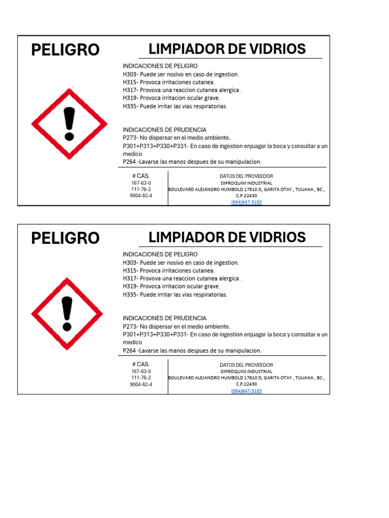 ETIQUETAS PEQUEÑAS SGA2 WINDEX | PDF