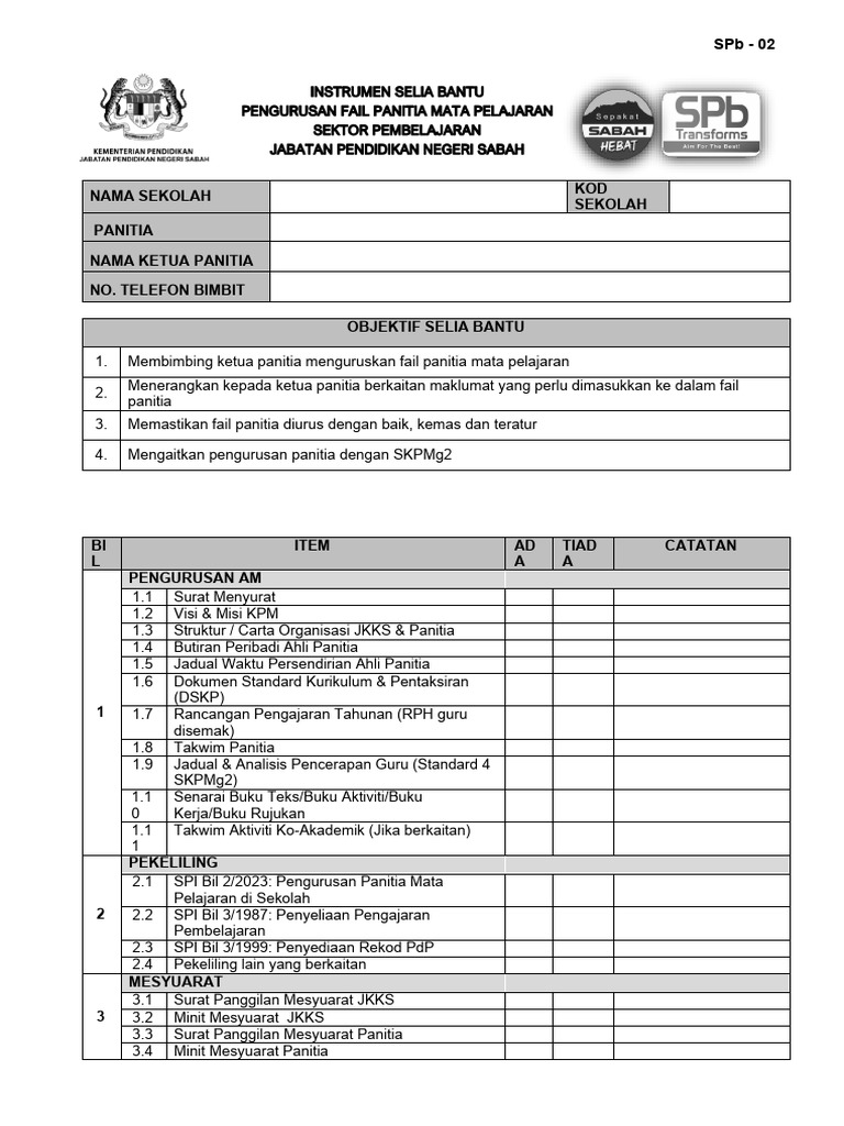 Instrumen Pengurusan Panitia Reka Cipta | PDF