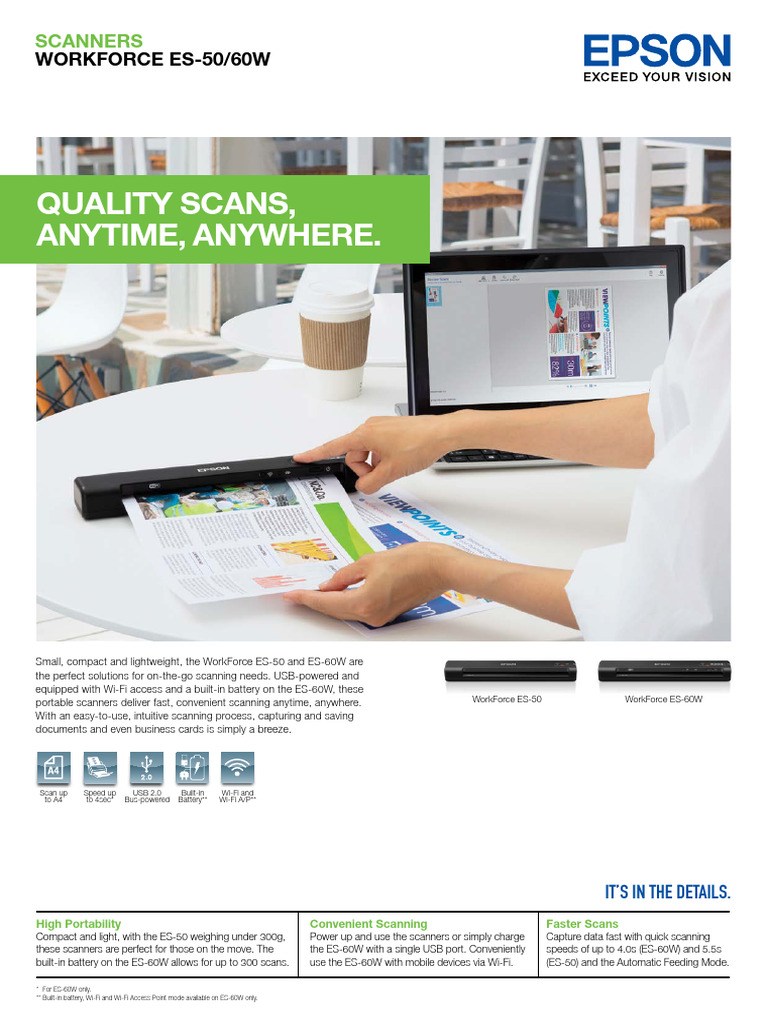 Epson WorkForce ES-50/60W Scanners | PDF | Image Scanner | Computing