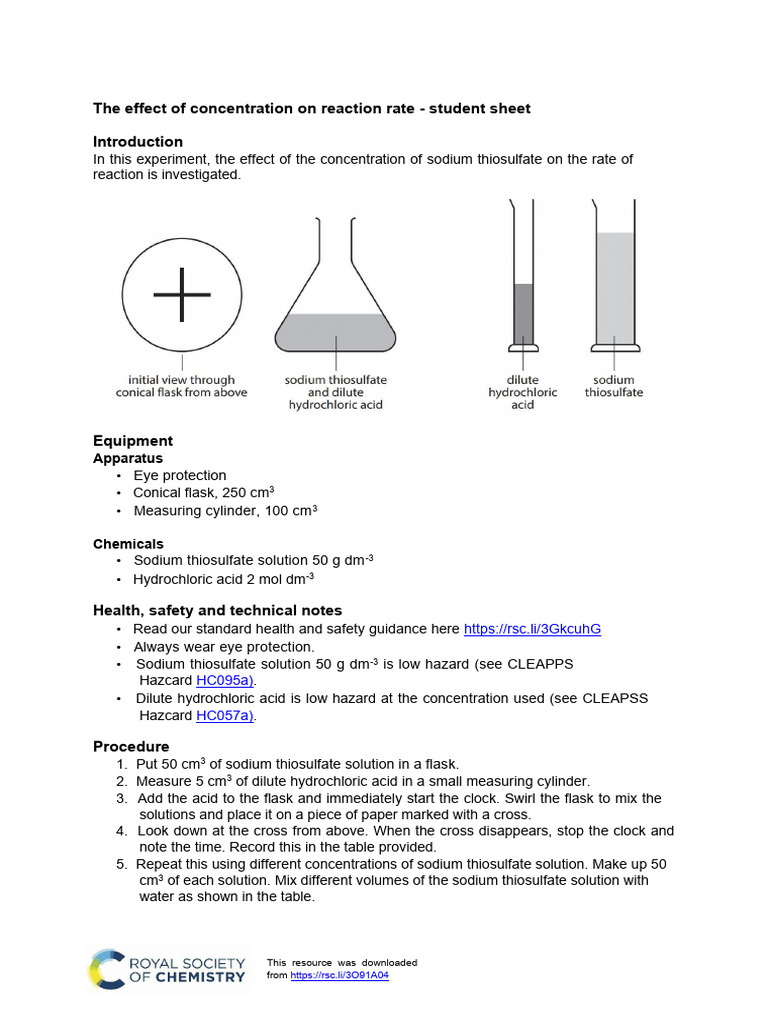 Sodium Thiosulfate Reaction Rate Experiment | PDF | Concentration | Sodium