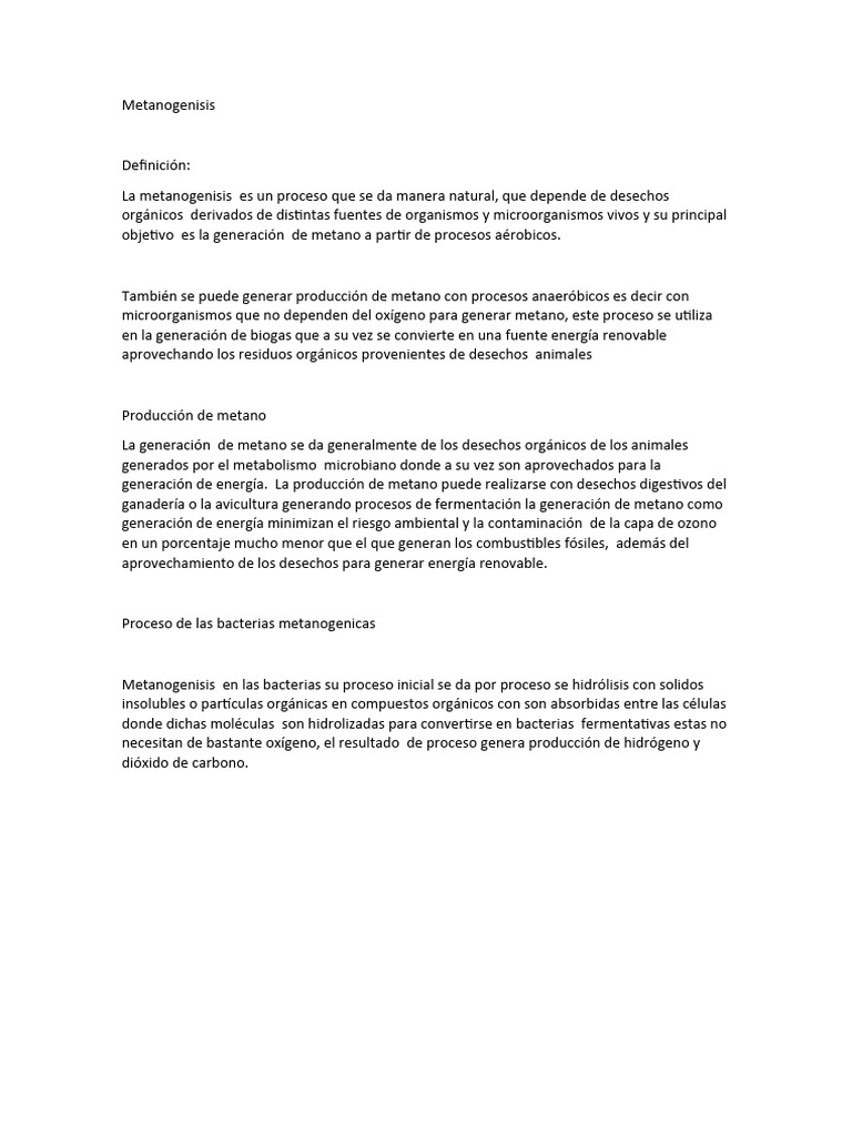 Metanogénesis: Producción de Metano Ecológica | PDF