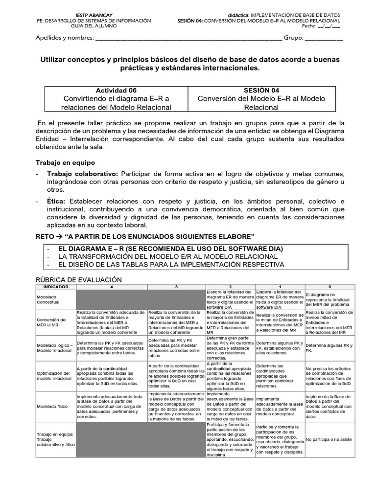 Sesión 06 - Conversión MER A MR | PDF | Software | Modelo relacional