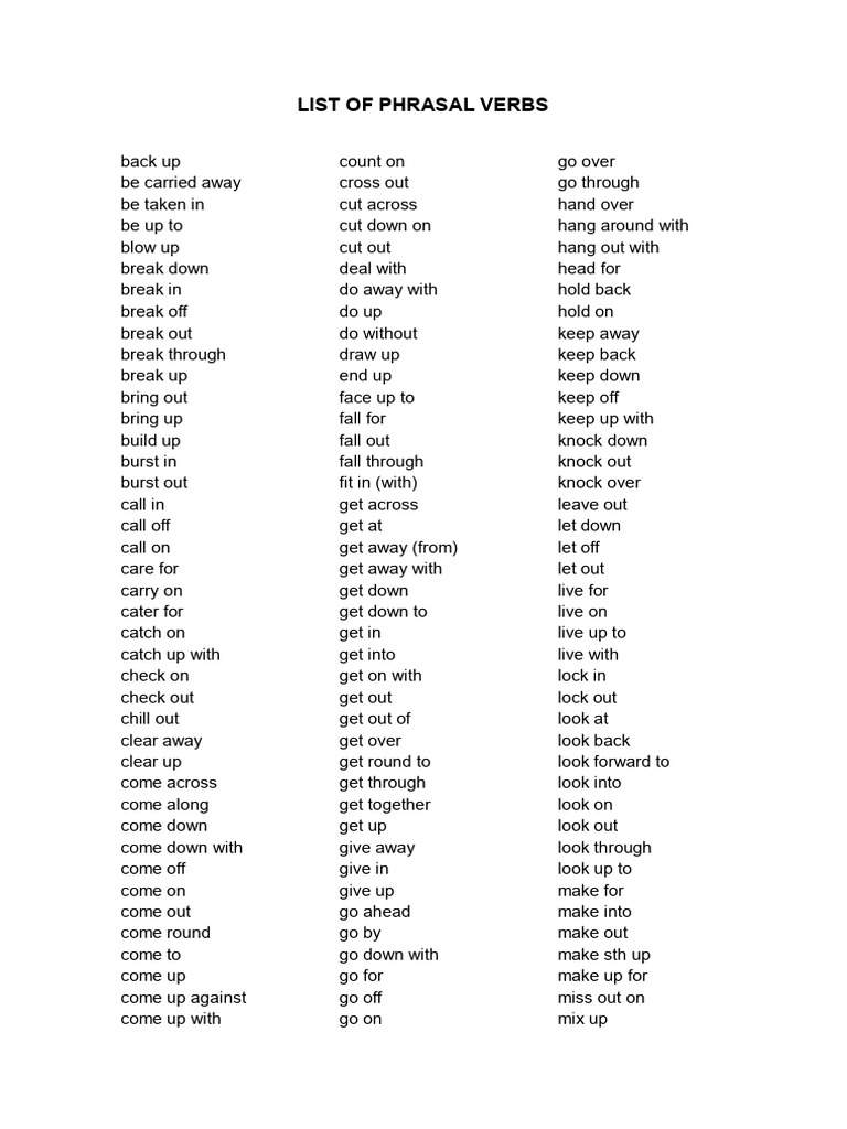 Essential Phrasal Verbs List | PDF