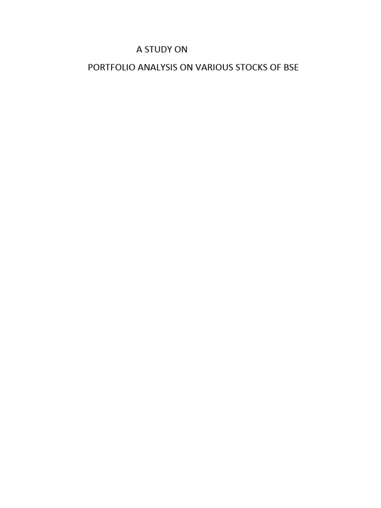 A Study On | PDF | Portfolio (Finance) | Volatility (Finance)