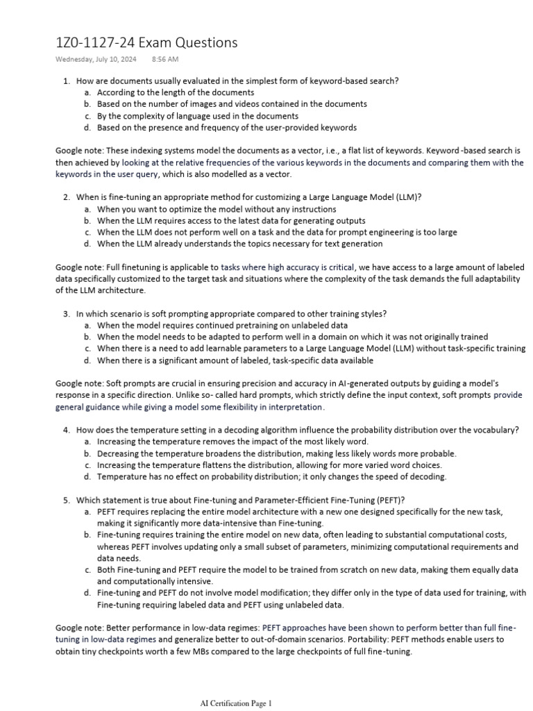 1Z0 1127 24 Exam Questions PDF Databases Artificial Intelligence 1Z0 1127 24 Exam Questions PDF Databases Artificial Intelligence