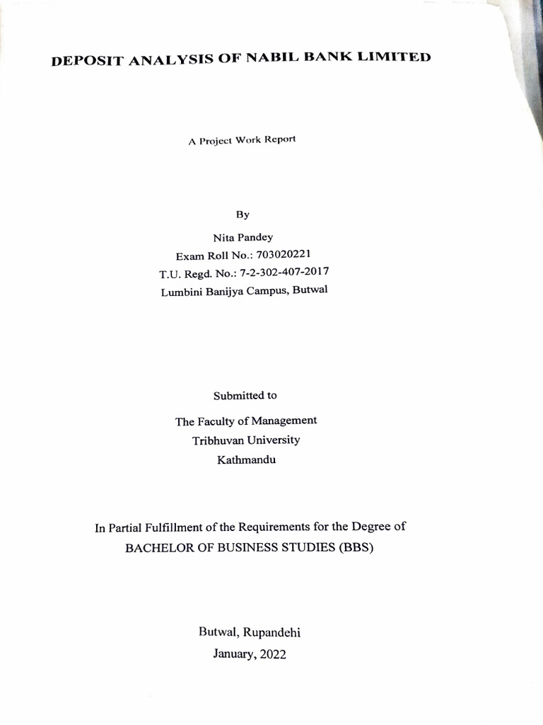 Nabil Bank Deposit Analysis Report | PDF | Banks | Deposit Account