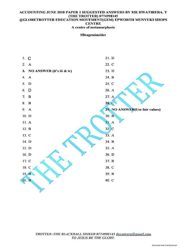 MG 2018 JUNE P1 Acc A Level Marking Guide | PDF