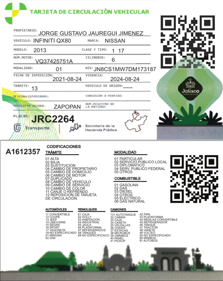Clave Vehicular y Tarjeta Jalisco | PDF | Industria automotriz ...
