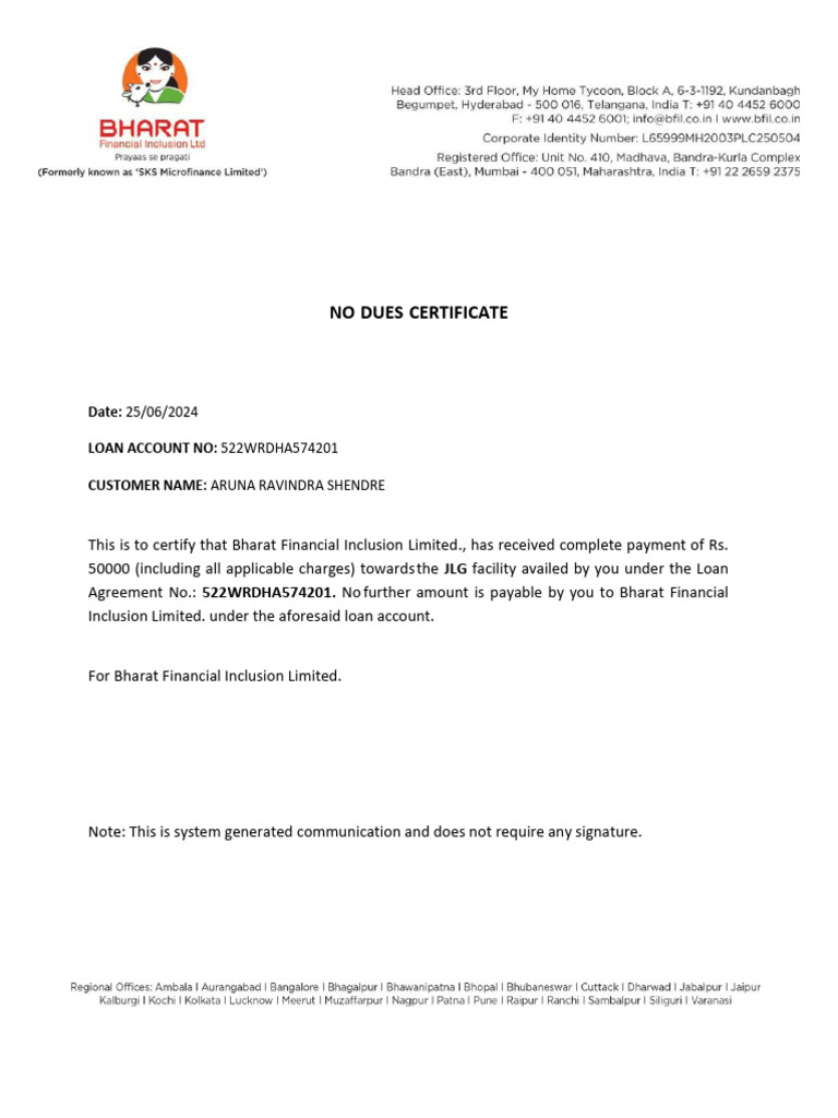 Bharat fin noc for printing pdf