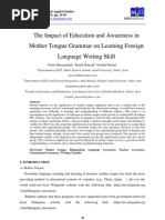 Download The Impact of Education and Awareness in Mother Tongue Grammar on Learning Foreign Language Writing by Jornal of Academic and Applied Studies SN75137051 doc pdf