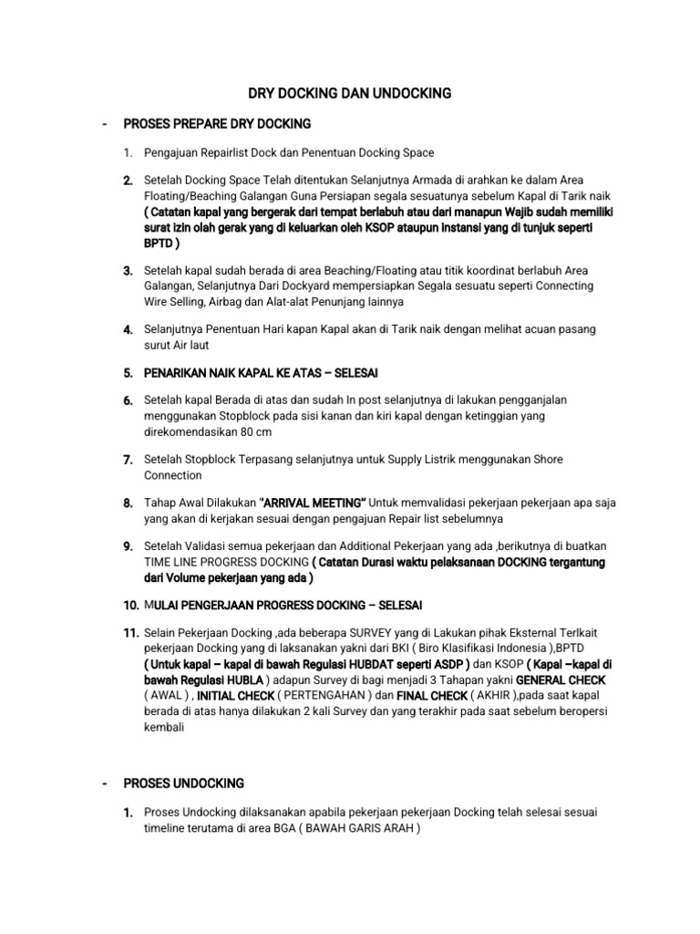 Dry Docking Dan Undocking Kapal Pdf