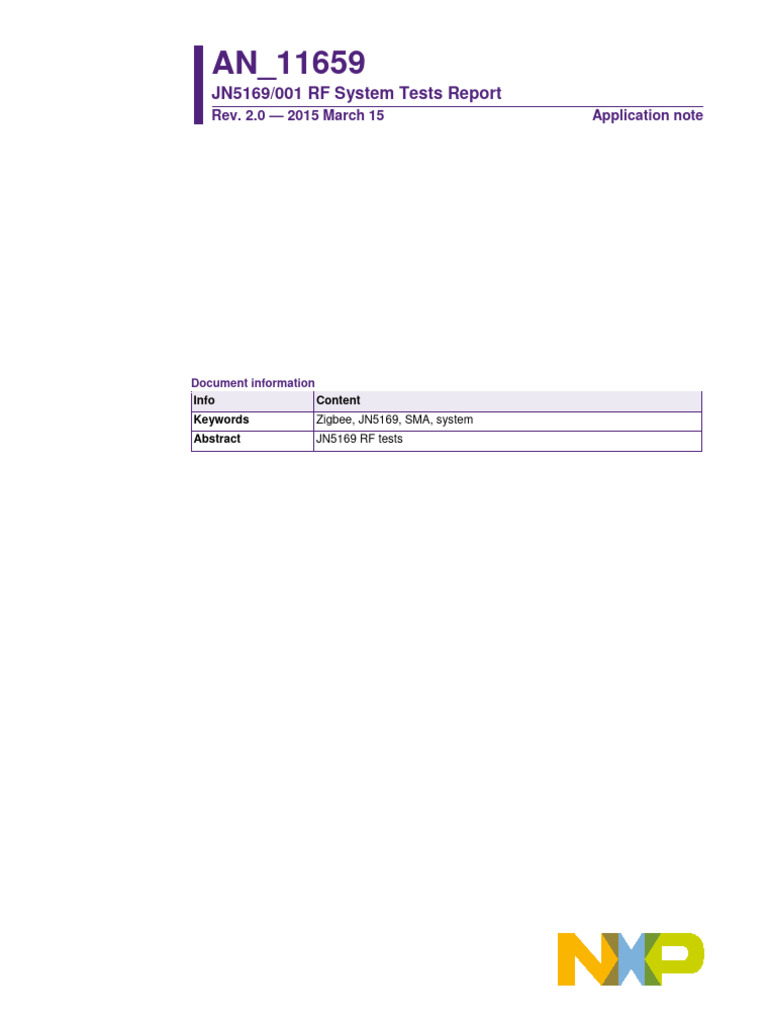JN5169 RF System Test Results Report | PDF | Wireless | Electronics