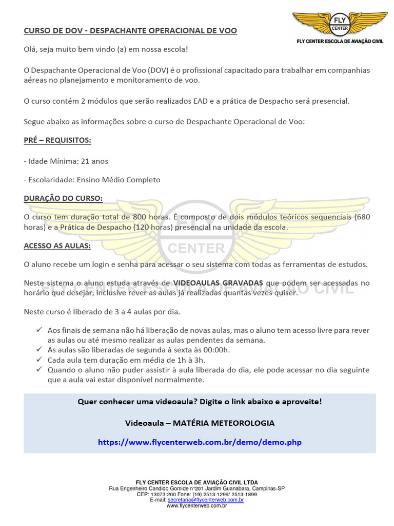 Curso de Despachante Operacional de Voo | PDF | Aviação | Voo