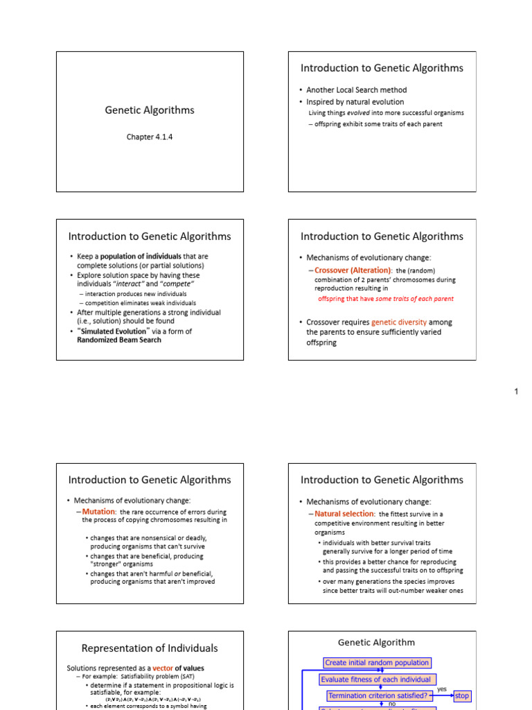 05 Geneticalgorithms | PDF | Genetic Algorithm | Evolution