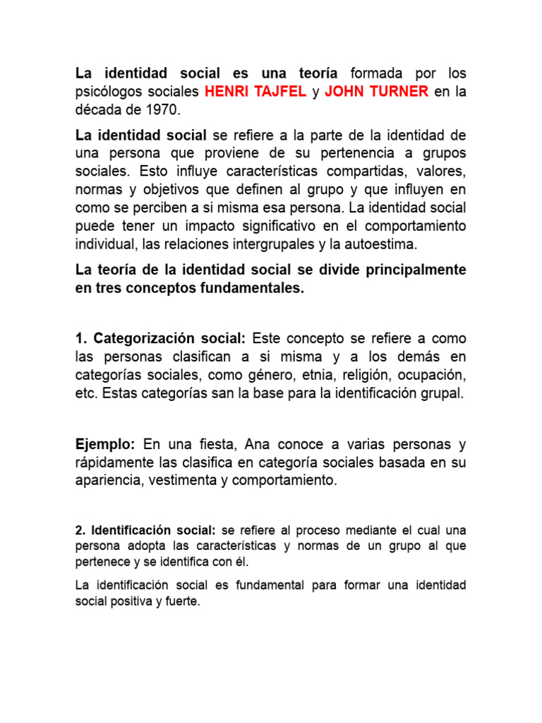 Teoría de la Identidad Social | PDF | Conformidad | Psicología Social