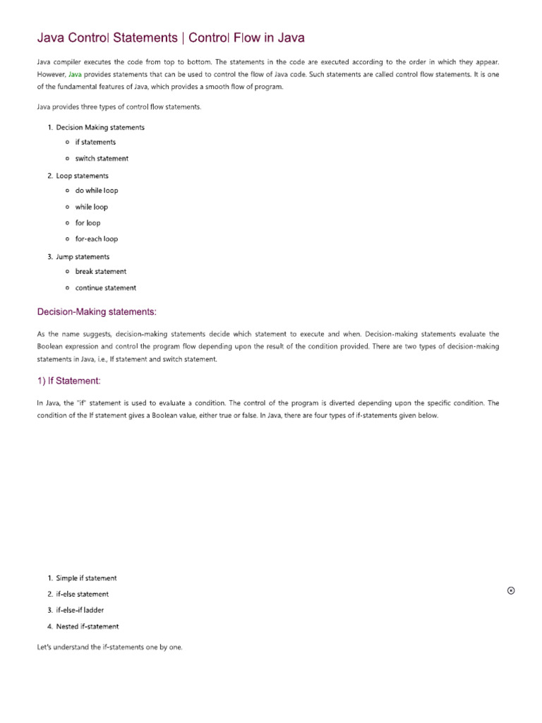 Control-Statements-In-Java | PDF