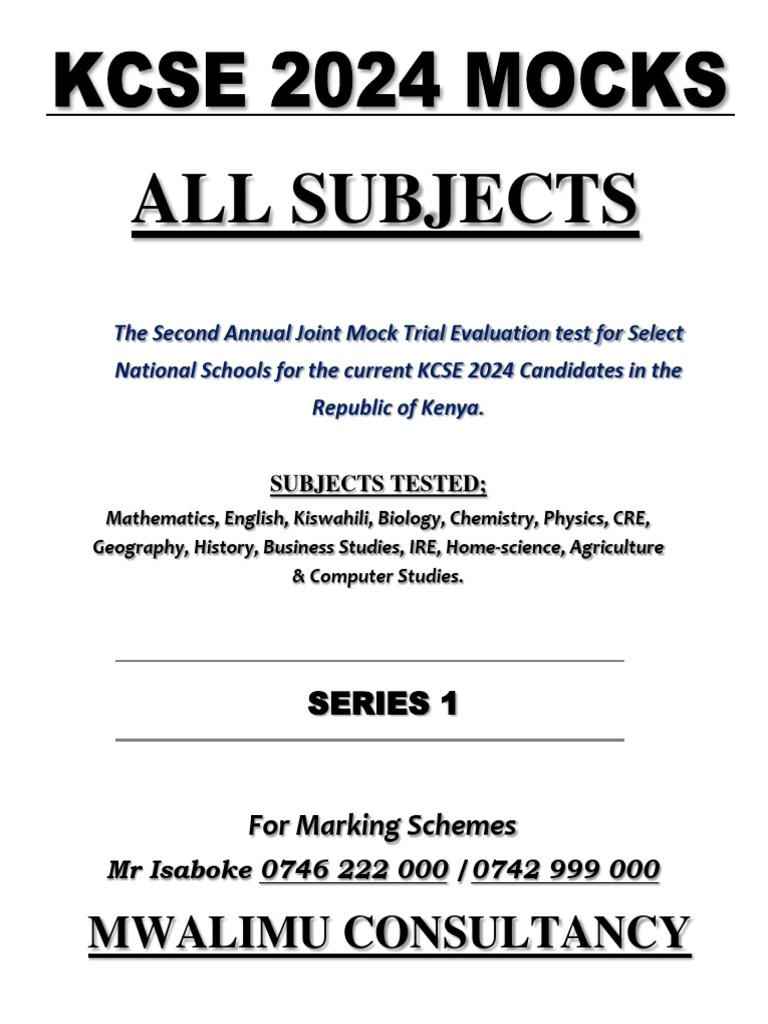 KCSE 2024 Mock Exams Series 1 | PDF | Coast | Book Of Genesis