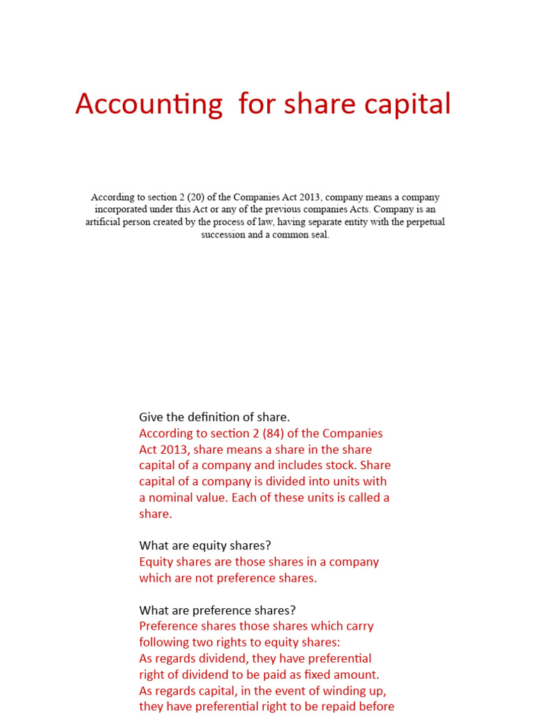 Understanding Share Capital Accounting | PDF | Stocks | Preferred Stock