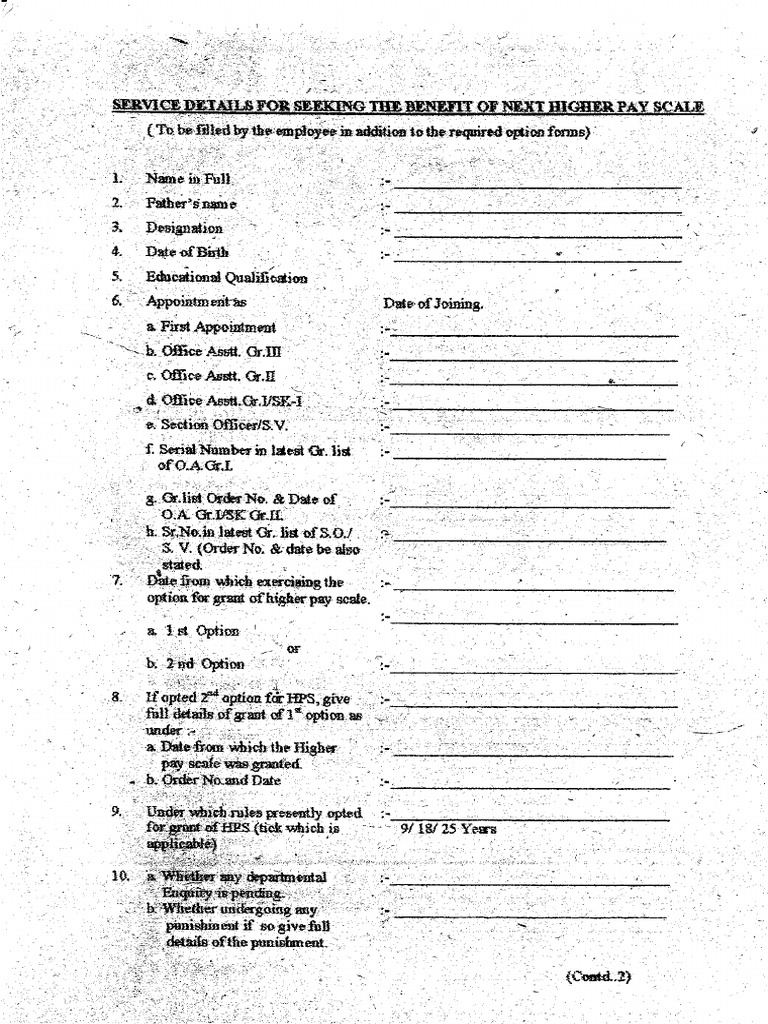 Higher Pay Scale - Form | PDF