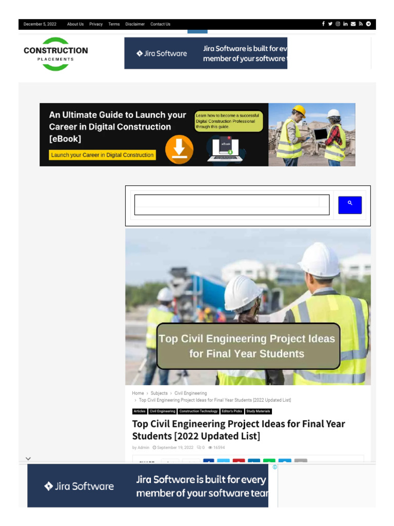 Top Civil Engineering Final Year Projects Ideas For Students in 2022 ...