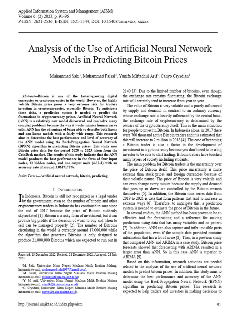 ANN-Based Bitcoin Price Prediction | PDF | Cryptocurrency | Machine Learning