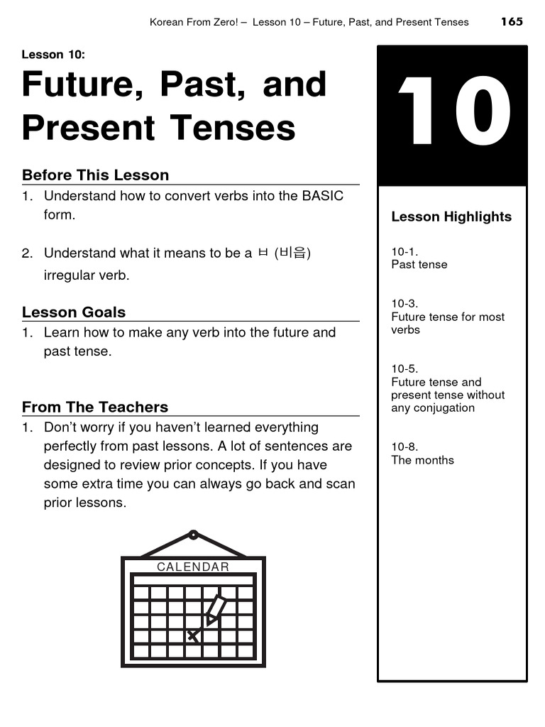 Korean from zero book 1 165 182 pdf grammatical tense verb