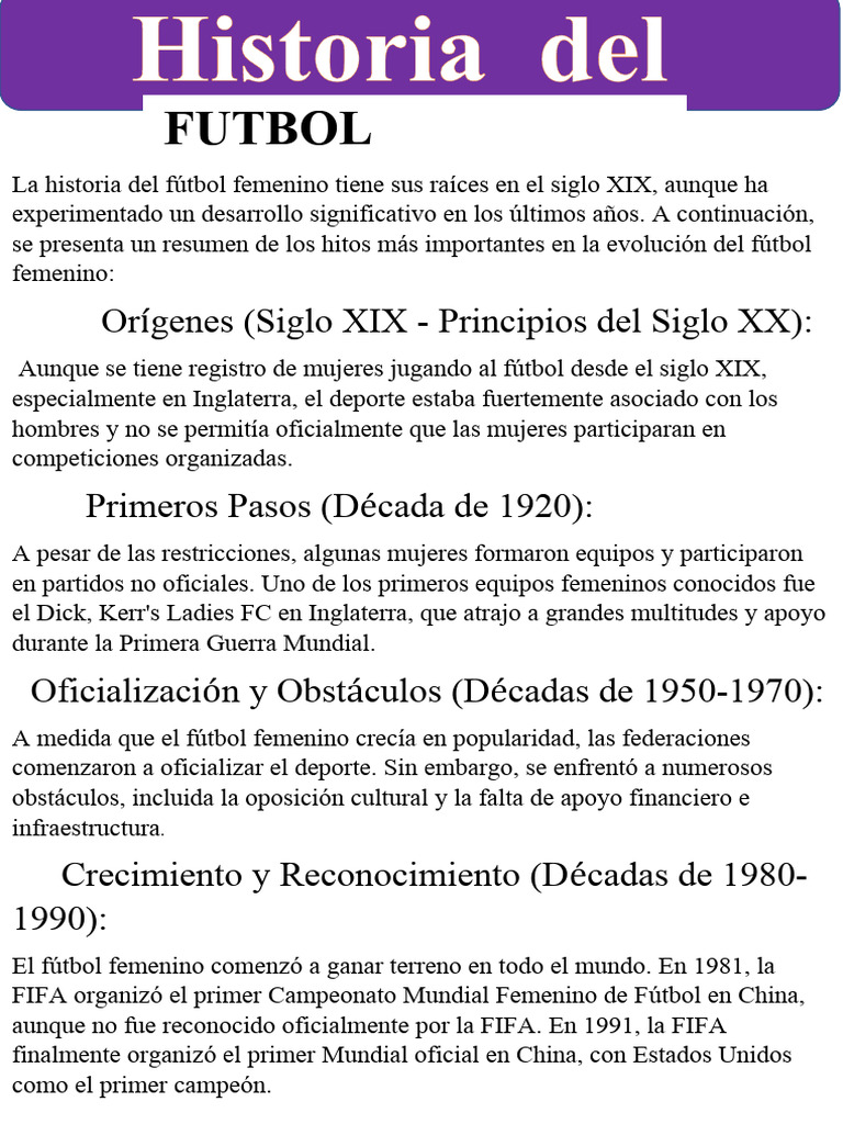 Historia del Fútbol Femenino | PDF | Asociación de Futbol | Deportes