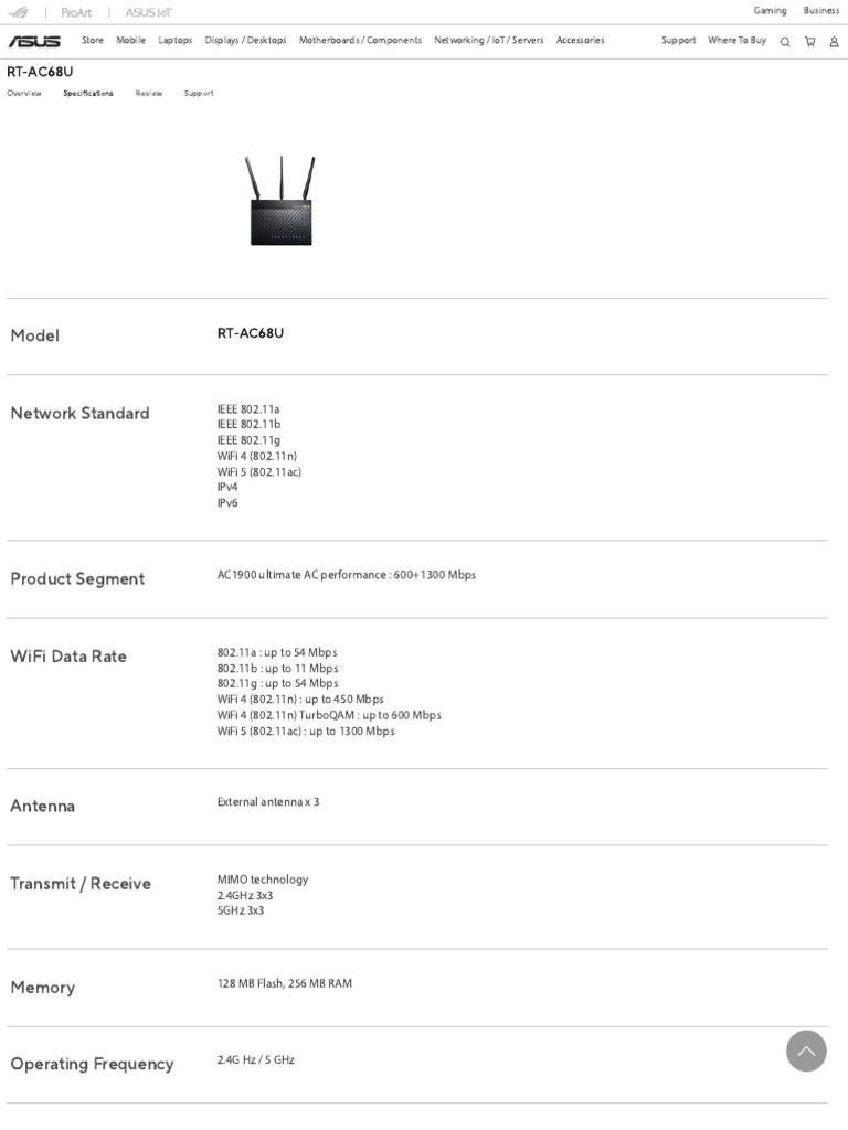 RT-AC68U - Specifications｜WiFi Routers｜ASUS Philippines | PDF | Wi Fi ...