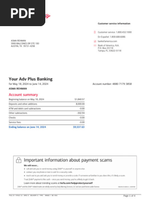 Bank of America Account Statement Jun 24
